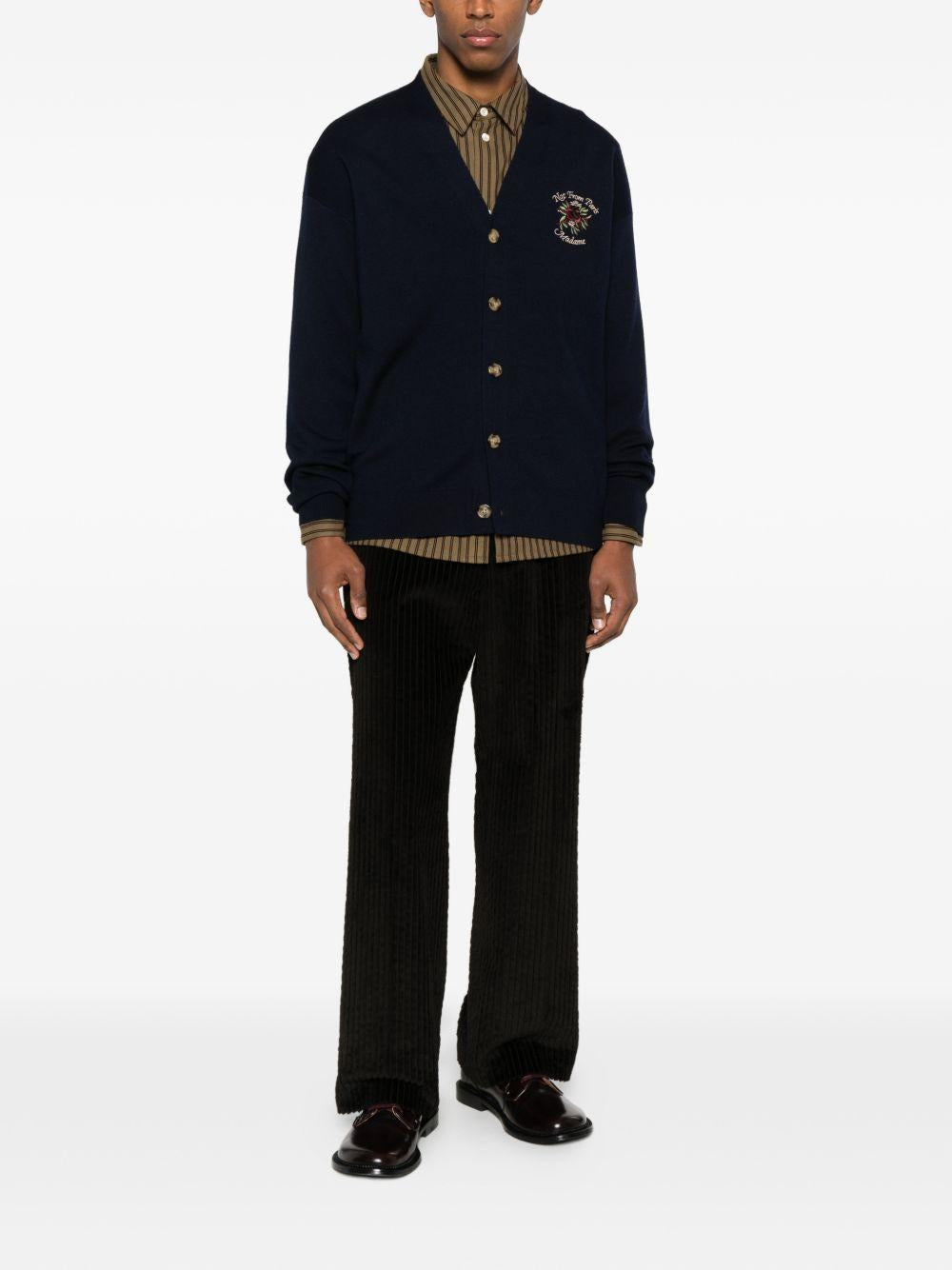 rose-embroidery button-up cardigan I-CA166 WO007NY DRÔLE DE MONSIEUR 