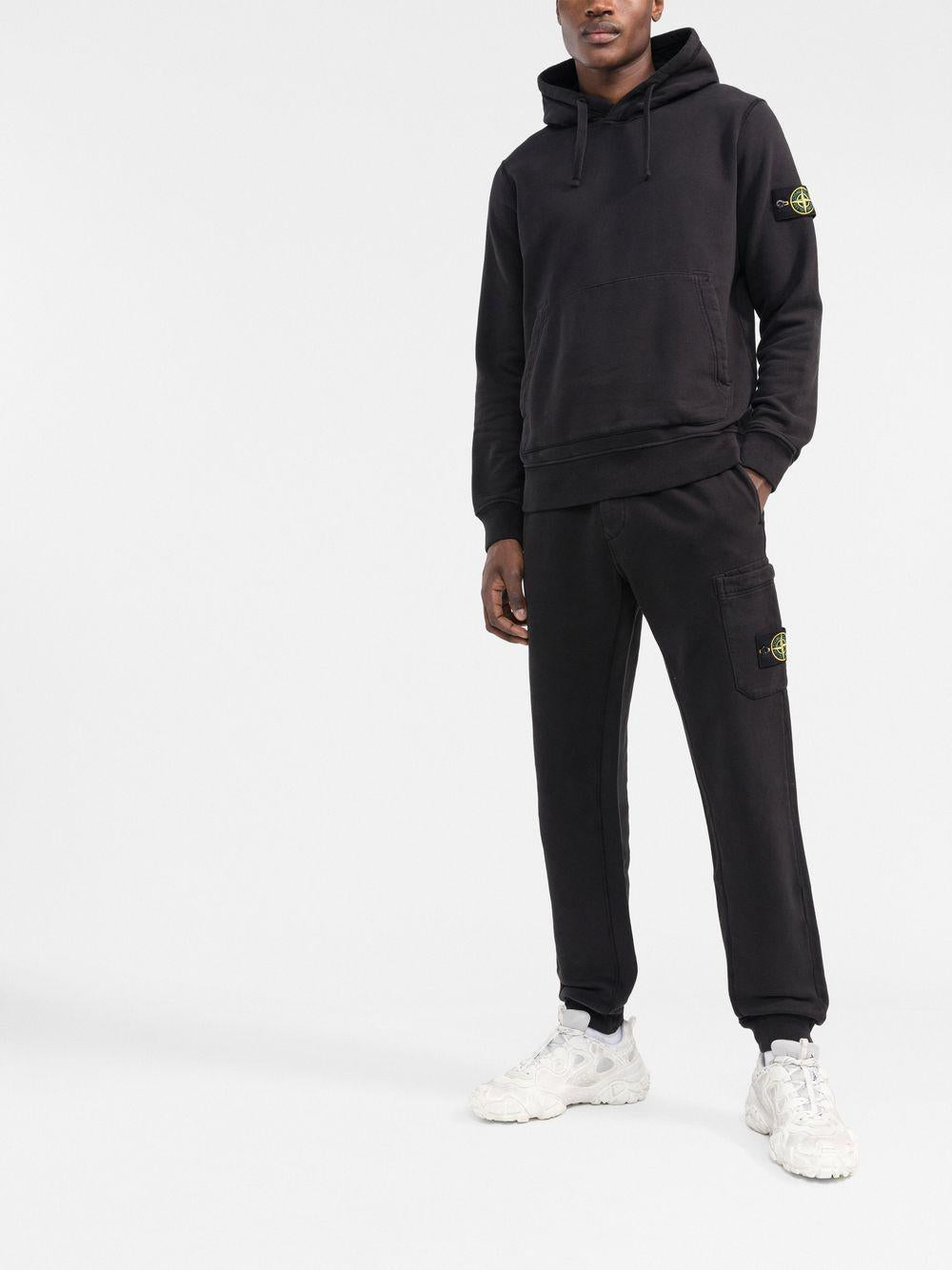 black Compass-patch cotton hoodie 771564120 V0029 STONE ISLAND 