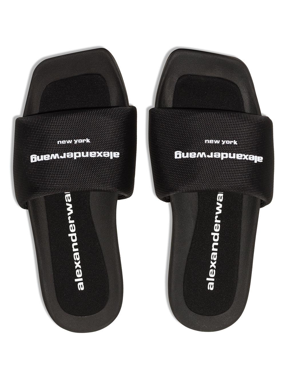 Logo-print flat slides 30221S059 001 ALEXANDER WANG 