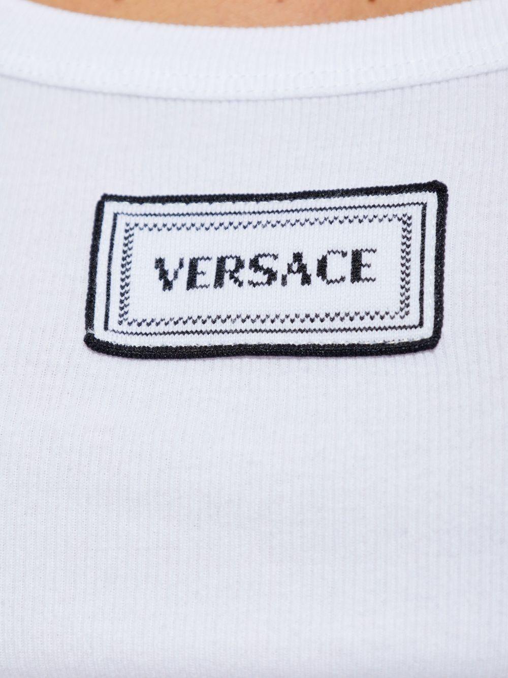 Ribbed Stretch Cotton Tank Top 1023210 1A172221W000 VERSACE 