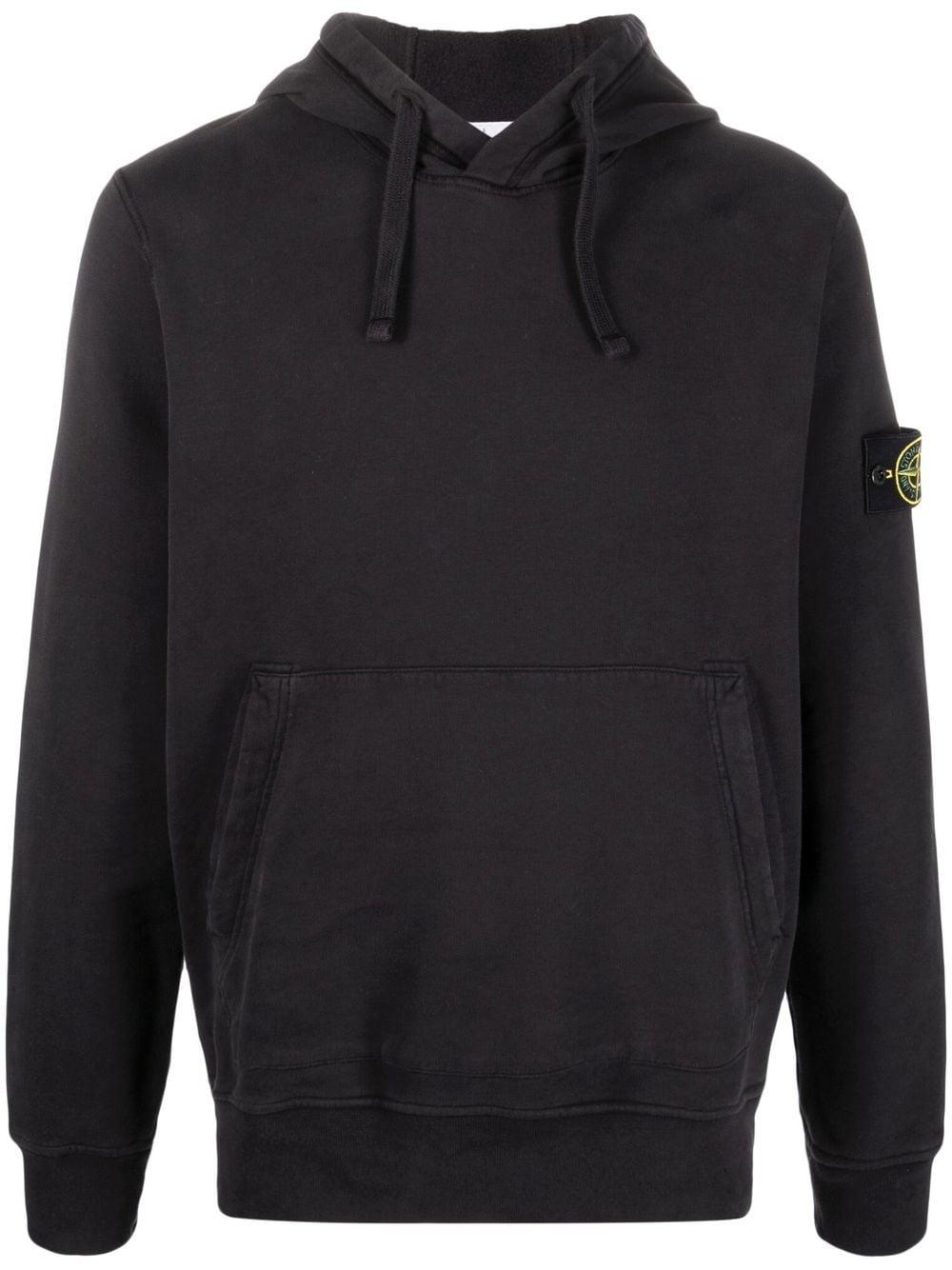 black Compass-patch cotton hoodie 771564120 V0029 STONE ISLAND 