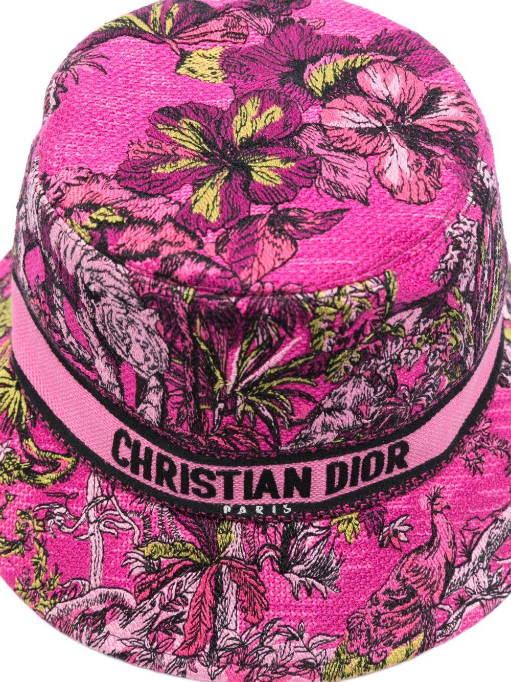 Floral print hat with logo 34TDV923X132 431FUSCHIA DIOR 
