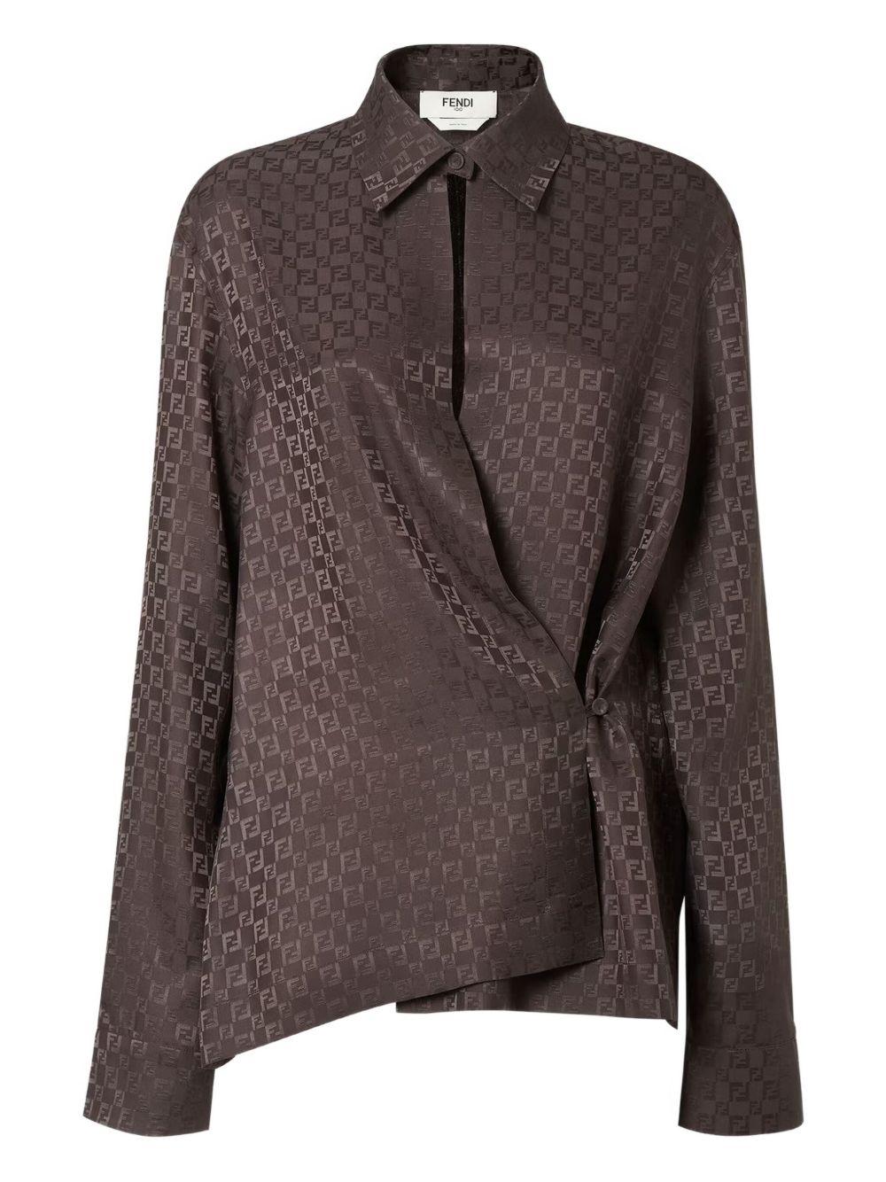 Long-sleeved shirt with a crossover silhouette FS8287 AUQGF1T6H FENDI 