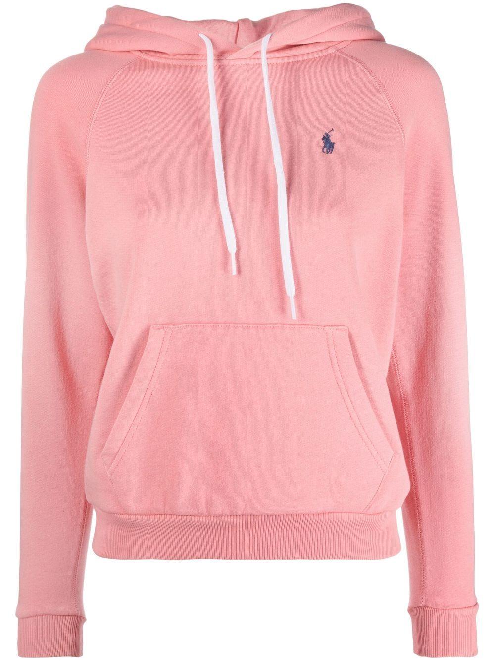 Pink logo-embroidered drawstring hoodie 211794394021 ROSE POLO RALPH LAUREN 