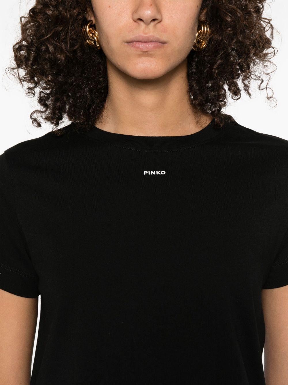 Logo-print T-shirt 100373 A2REZ99 PINKO 