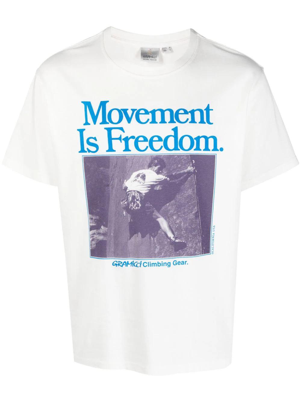 Movement is freedom slogan Tee G3FU T067WHITE GRAMICCI 