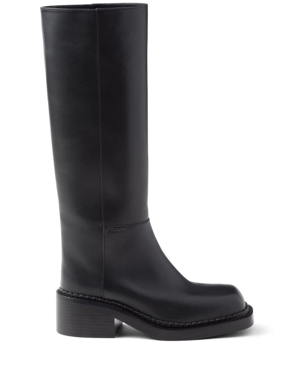 Knee-high 55mm leather boots<BR/><BR/> 1W746N 070F0002 PRADA 