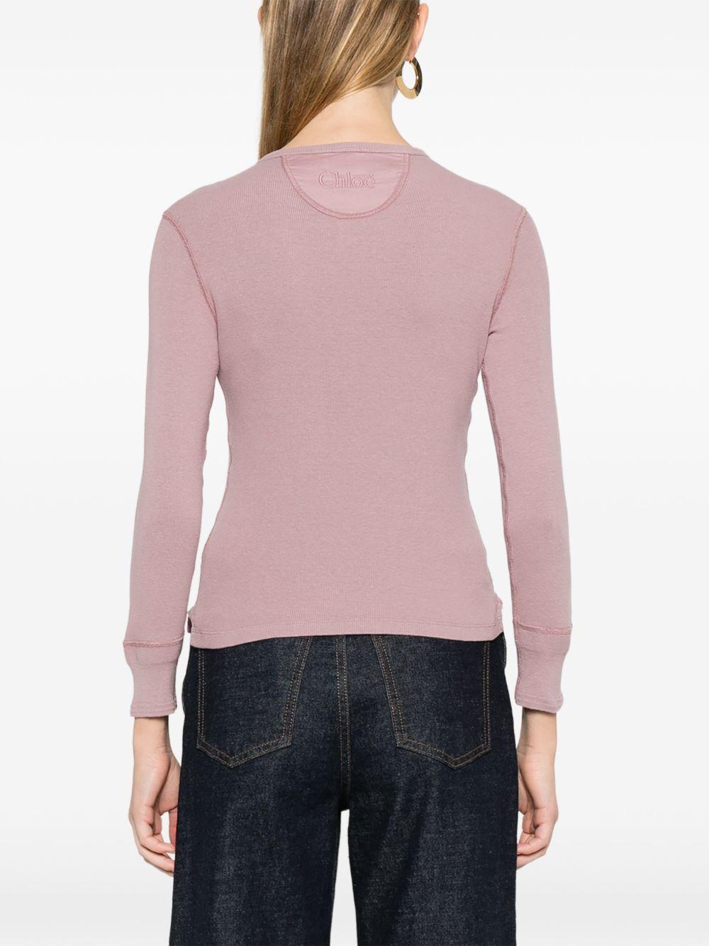 Fitted cotton jersey Henley shirt CH26SJH30185 50C CHLOÉ 
