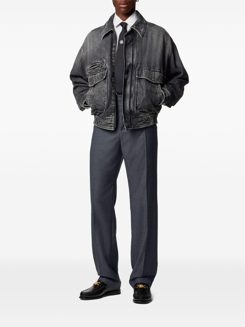 Micro-Checked Wool Jogger Trousers 1018896 1A167261E880 VERSACE 