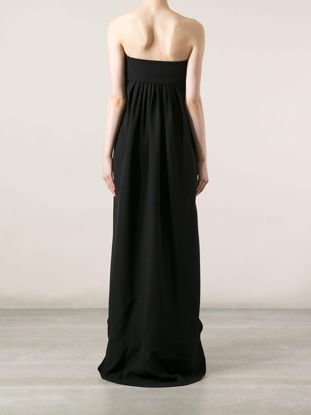 Black silk pleated bustier dress 339493 YA66A 1000 SAINT LAURENT 