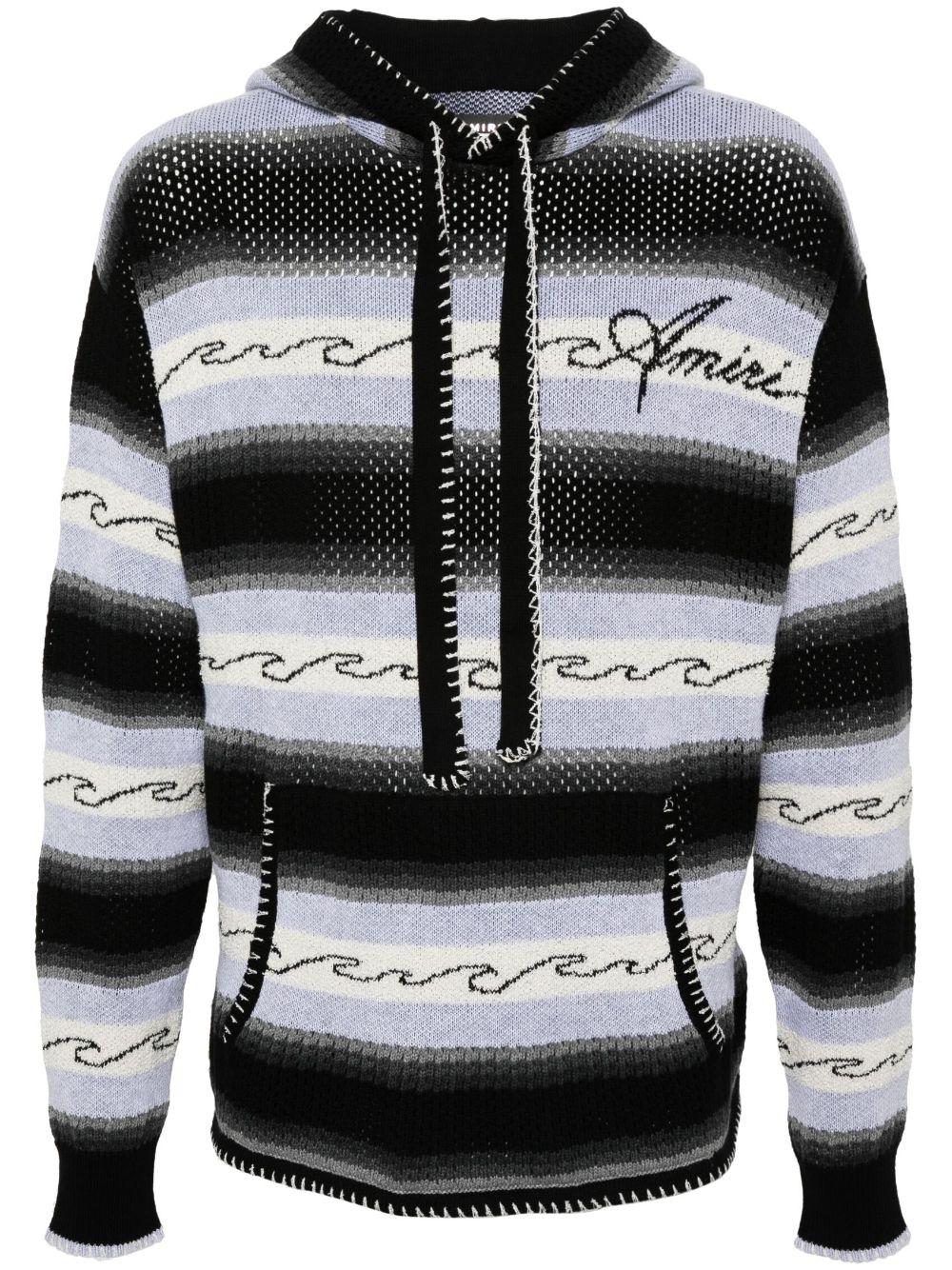 Striped knitted hoodie<BR/><BR/><BR/> AMKNHD1003 BLACK AMIRI 