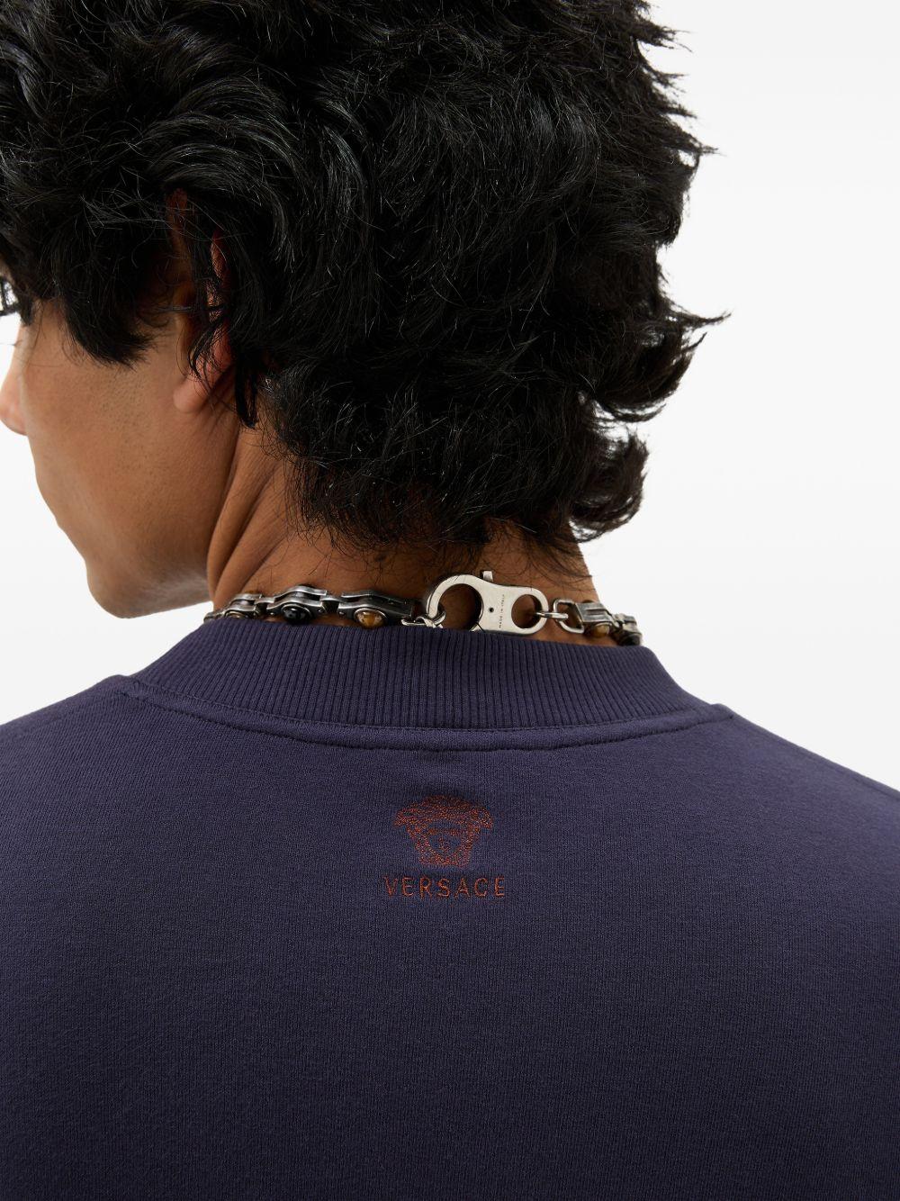 Embroidered Stretch Cotton-Jersey T-Shirt 1023753 1A178881UQ30 VERSACE 