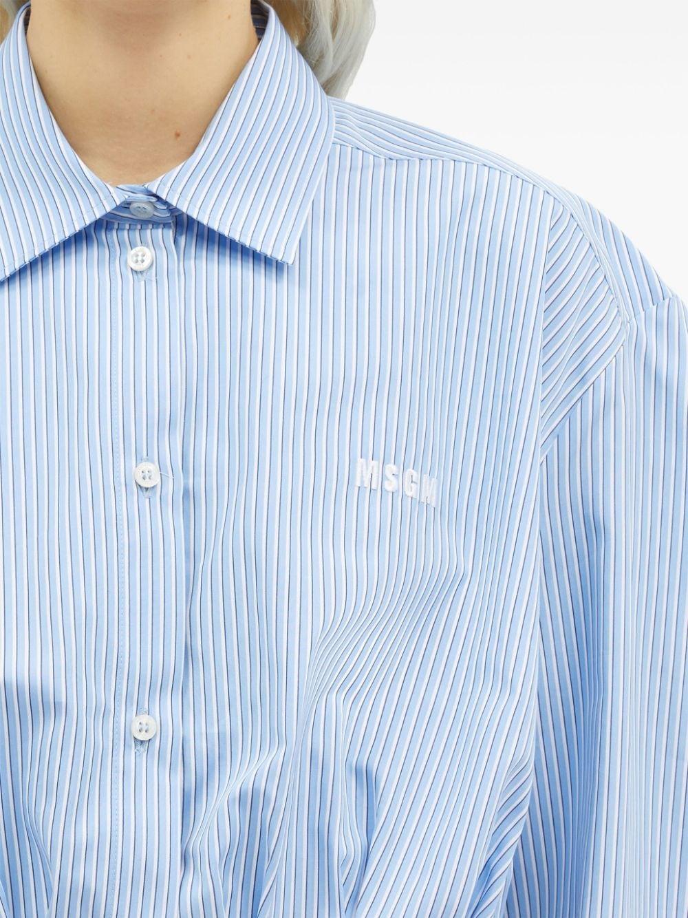 Logo-embroidered striped cropped shirt<BR/><BR/><BR/> 3741MDE05X 24761584 MSGM 