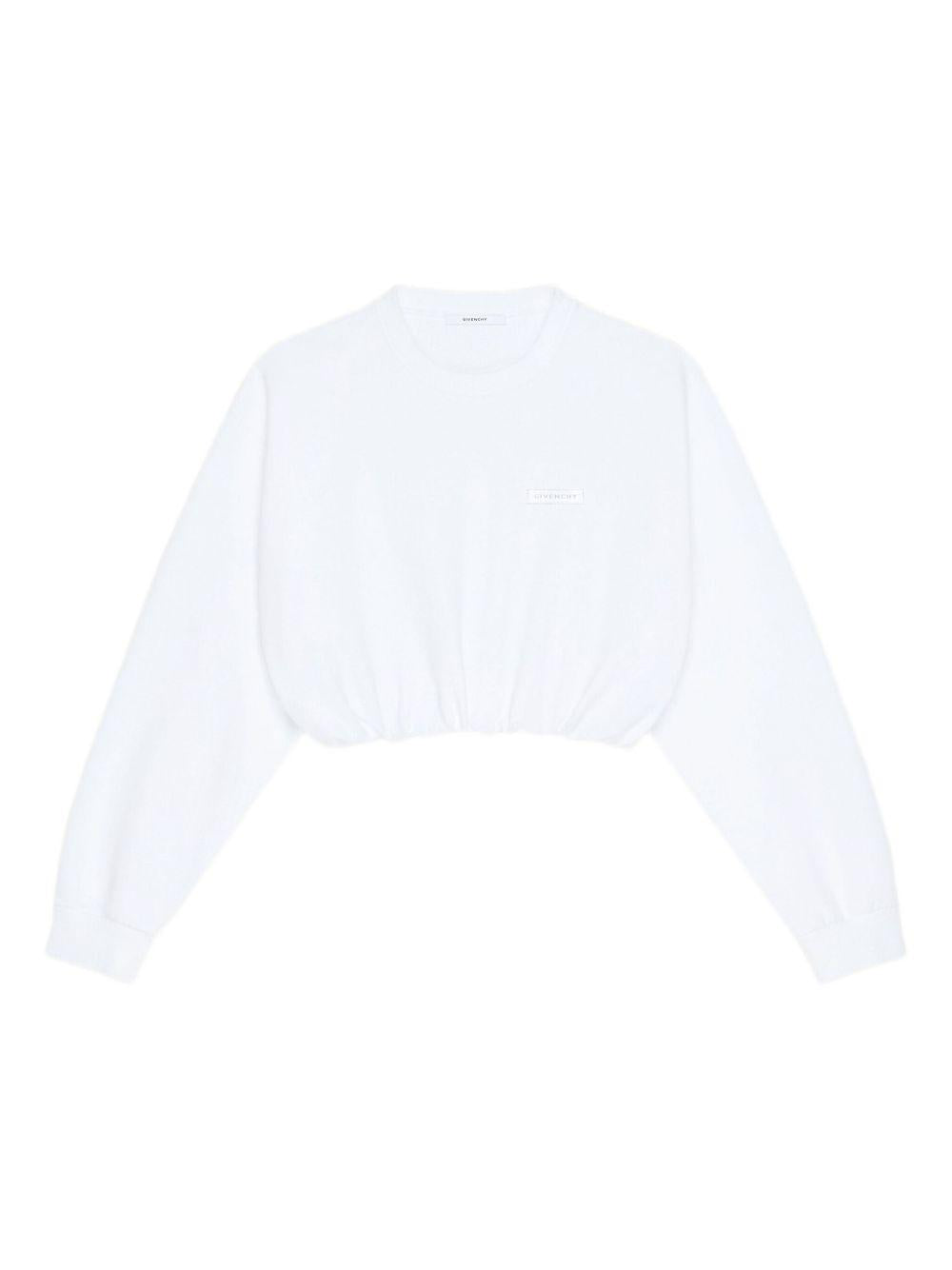 Cropped sweatshirt with elasticated waistband BWJ04VG24J 100 GIVENCHY 