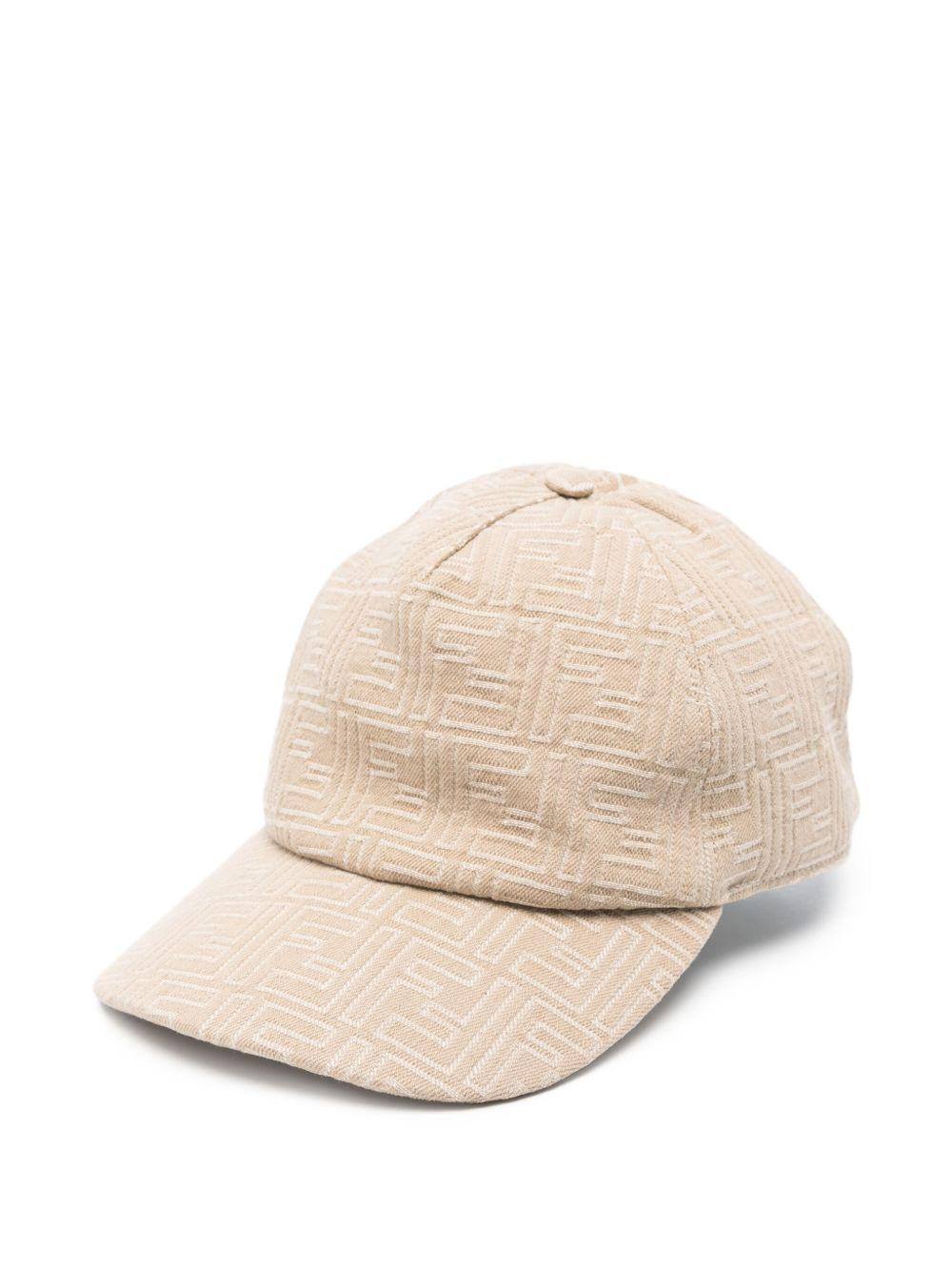 Baseball cap with semi-rigid visor in FF jacquard cotton<BR/> FXQ768 AV93F0QD7 FENDI 