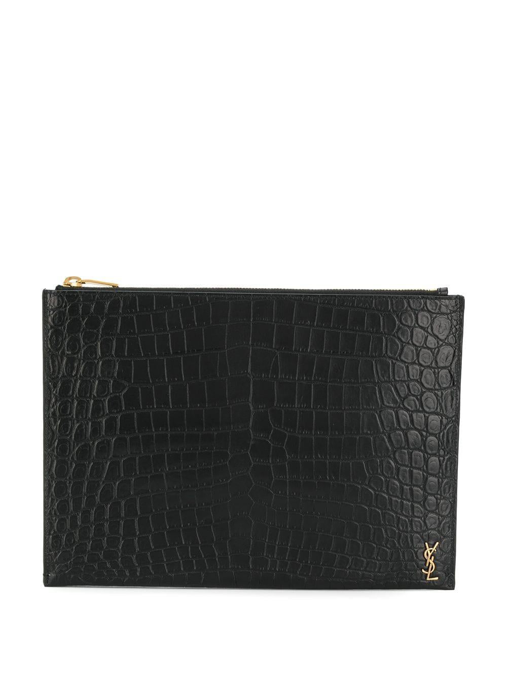 crocodile effect pouch 607779 DZE0W1000 SAINT LAURENT 