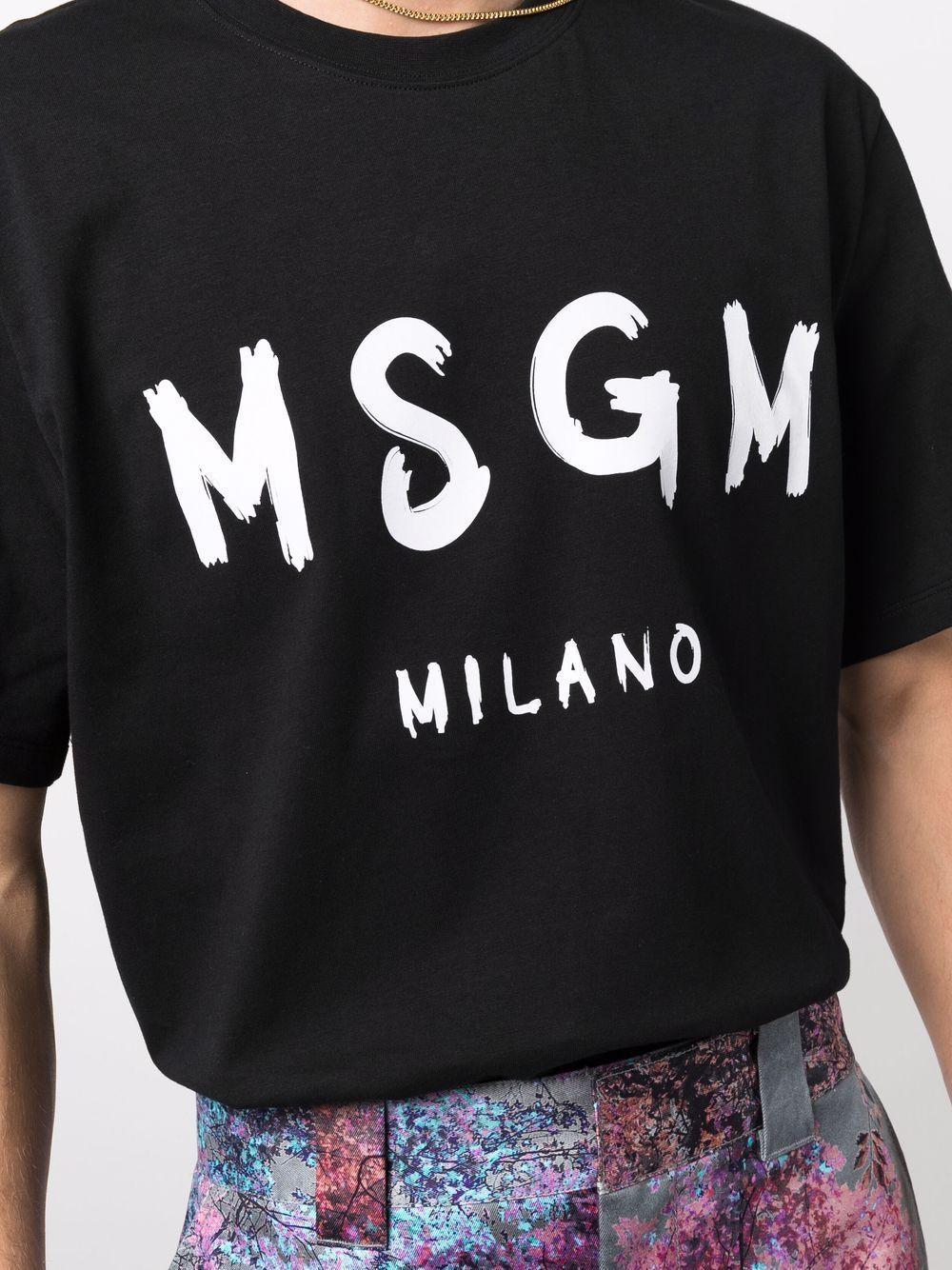 T-shirt girocollo colore nero con logo pennellato 2000MM510200002 99 MSGM 
