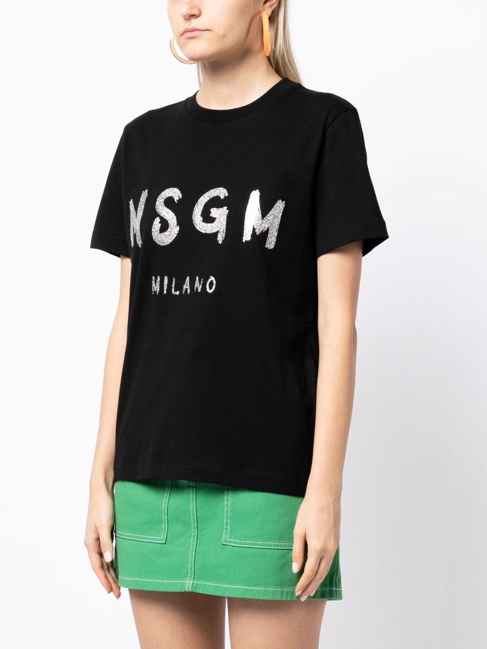 Graffiti logo-print T-shirt<BR/><BR/><BR/> 3441MDM510G 23700299 MSGM 