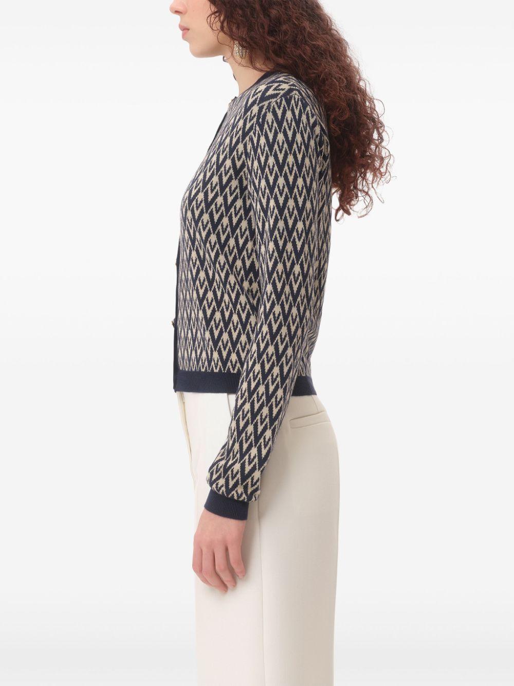Cream/navy jaquard cardigan 6B3KA09X92M R0H VALENTINO GARAVANI 