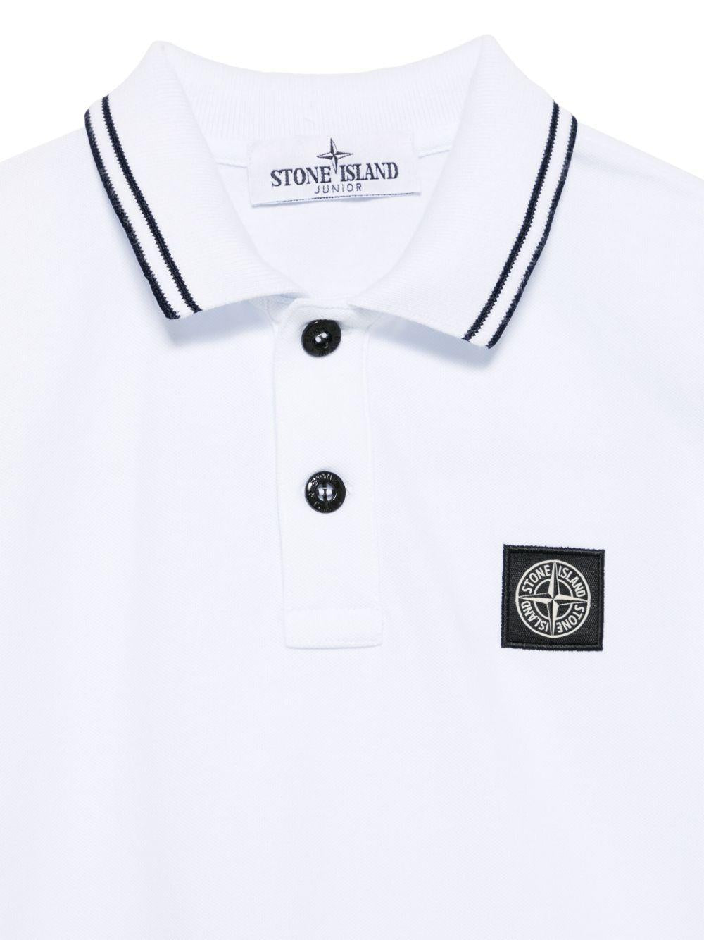 Compass-motif polo shirt<BR/><BR/><BR/> 22000 01V1001 STONE ISLAND KIDS 