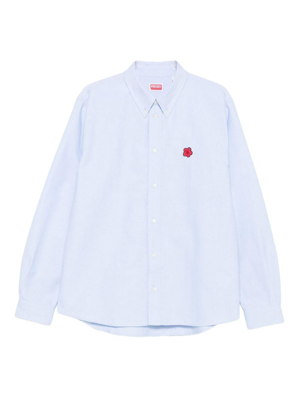 'Boke Flower' embroidered casual shirt in cotton oxford FF65CH4109LO 64SKYBLUE KENZO 