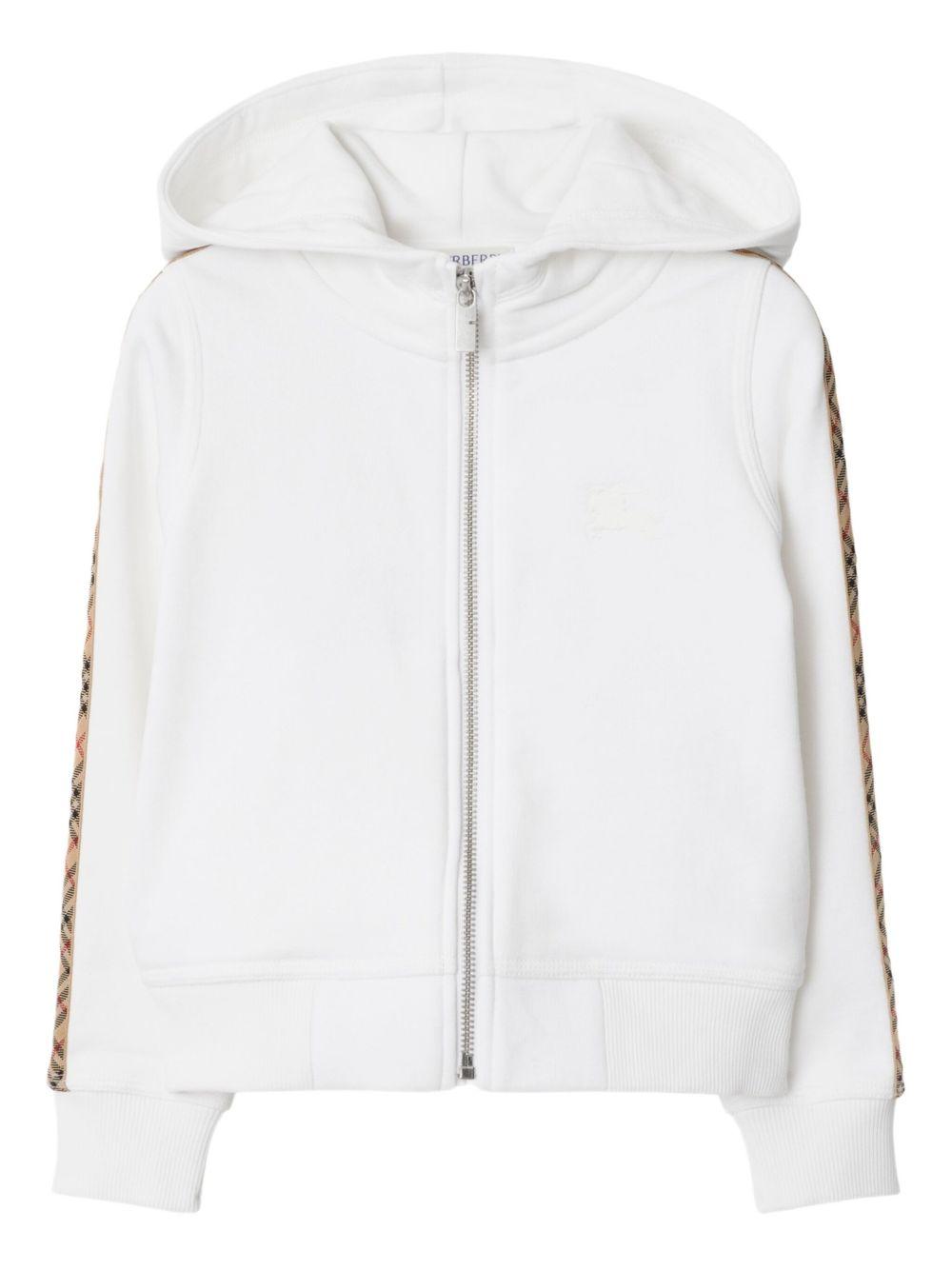 Check Trim Cotton Zip Hoodie 8111903 A1464 BURBERRY KIDS 