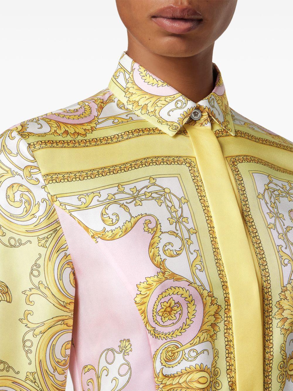 Printed Silk Twill Mini Shirt Dress 1018933 1A171655Y590 VERSACE 