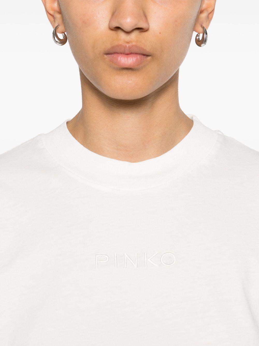Embroidered-logo T-shirt<BR/><BR/> 104604 A2F8Z05 PINKO 