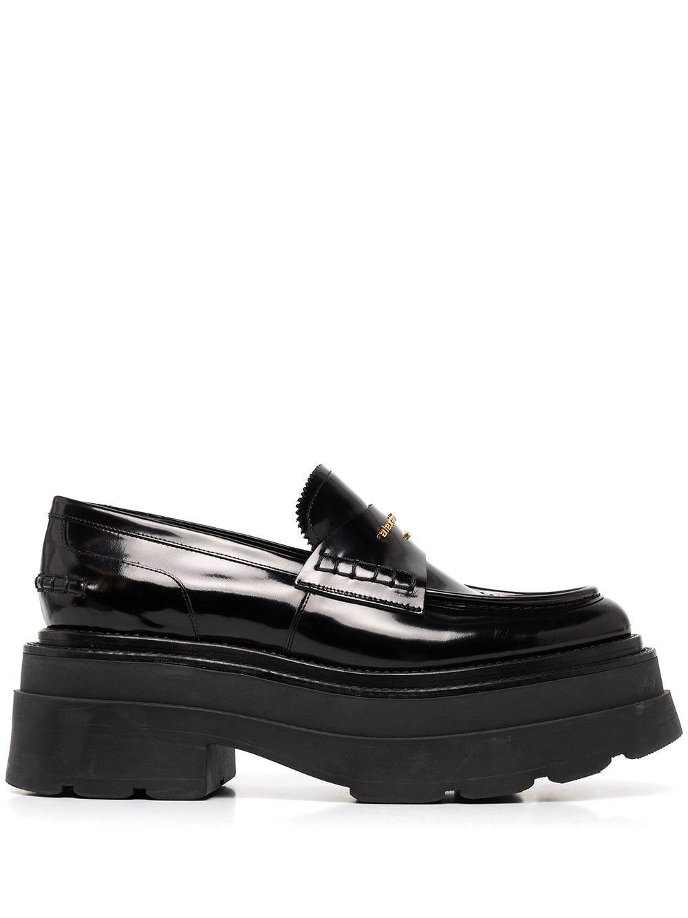 Black leather chunky sole leather loafers 30322F023 001 ALEXANDER WANG 