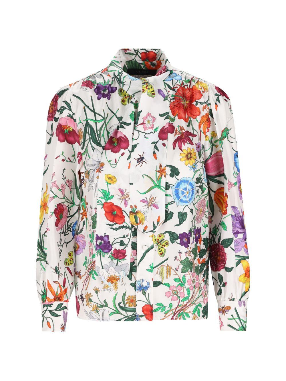 Printed silk twill shirt with bow 865715 ZAUU89413 GUCCI 