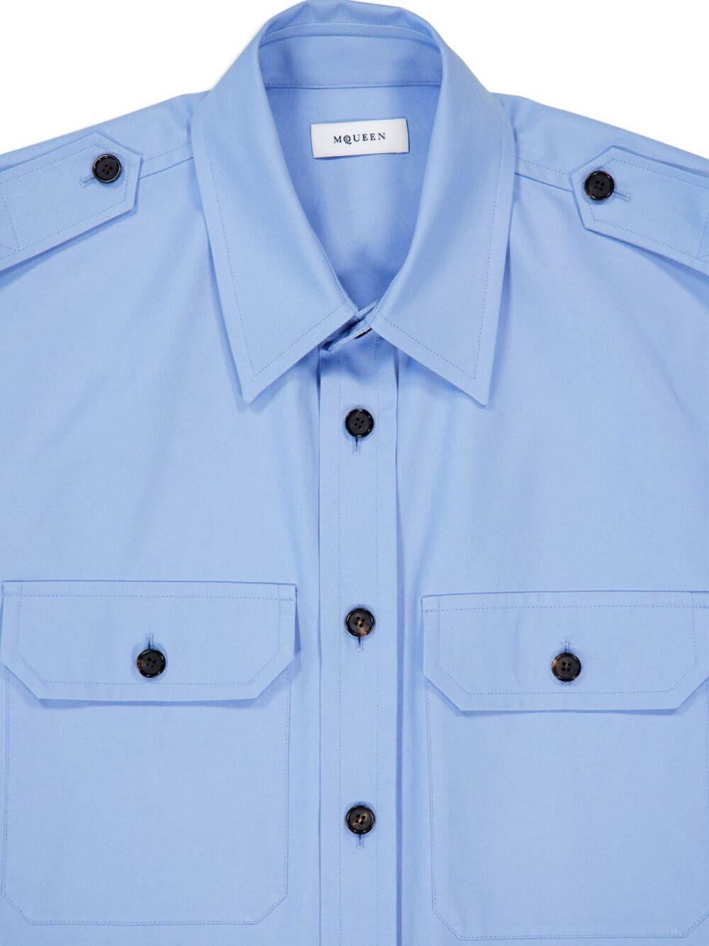 Jermyn St. Blue Utility Cotton Shirt 832666 QSABY4343 ALEXANDER MCQUEEN 