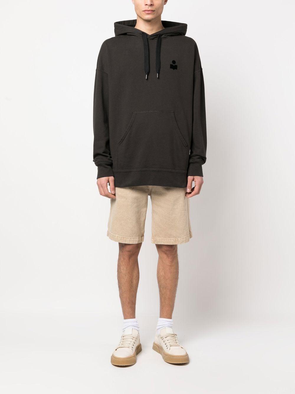 Black flocked-logo drawstring hoodie SW0028HA A1M05H02FK ISABEL MARANT 