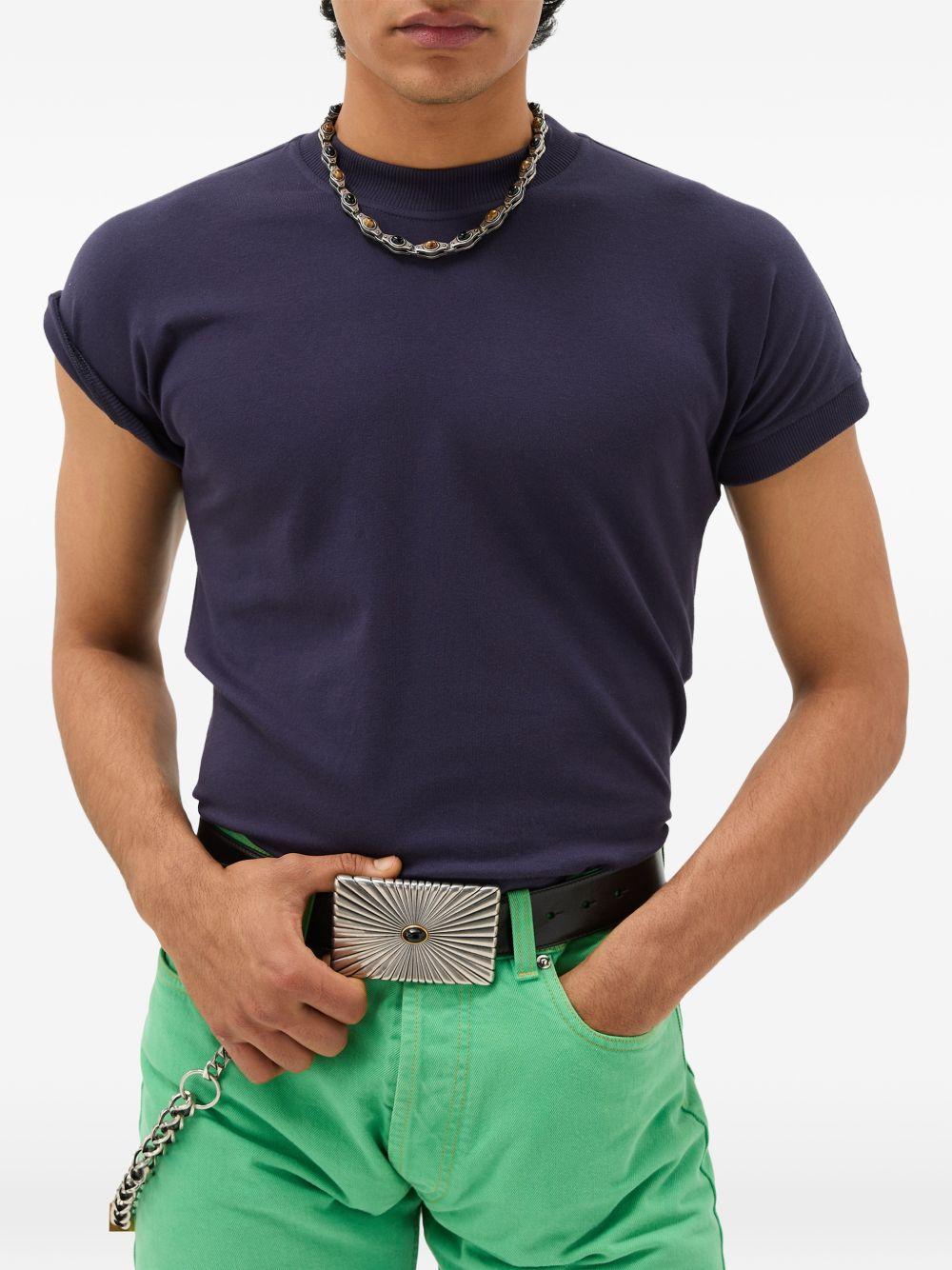 Embroidered Stretch Cotton-Jersey T-Shirt 1023753 1A178881UQ30 VERSACE 