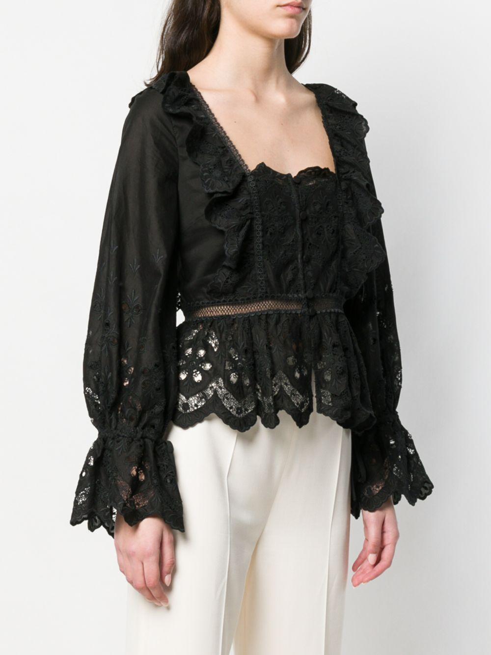 macramè shirt 113T BLACK SELF-PORTRAIT 