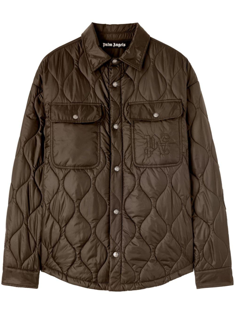 Logo-embroidered quilted jacket<BR/><BR/><BR/> PMED054F24FAB001 5656 PALM ANGELS 