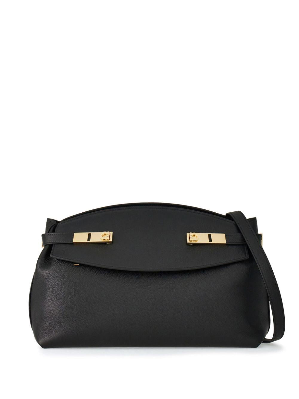 Large Hug  pouch leather bag<BR/><BR/><BR/> HUG POUCH L 766676NERO FERRAGAMO 