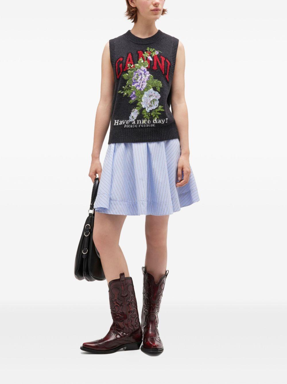 Dark Grey Rose Wool Vest K2596 252 GANNI 