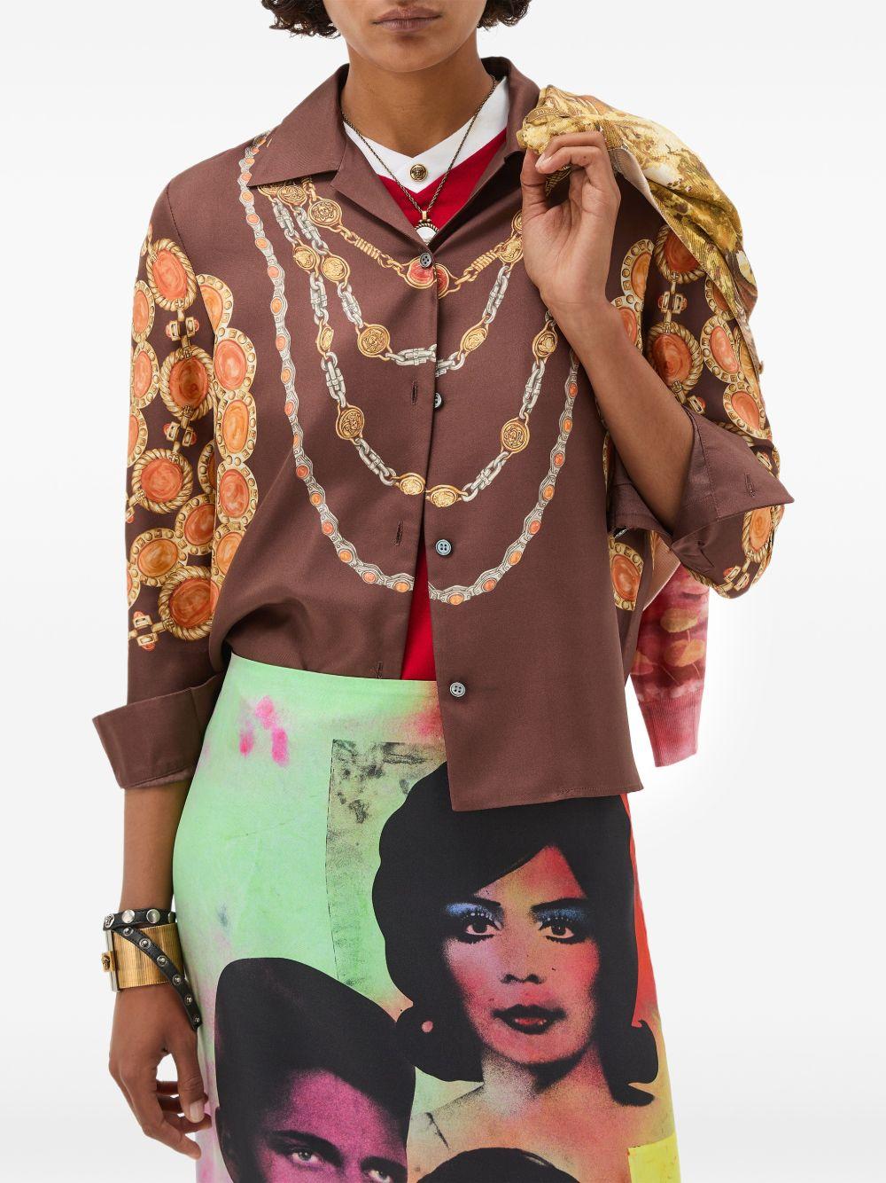 Printed Silk Twill Shirt 1024231 1A179525N940 VERSACE 