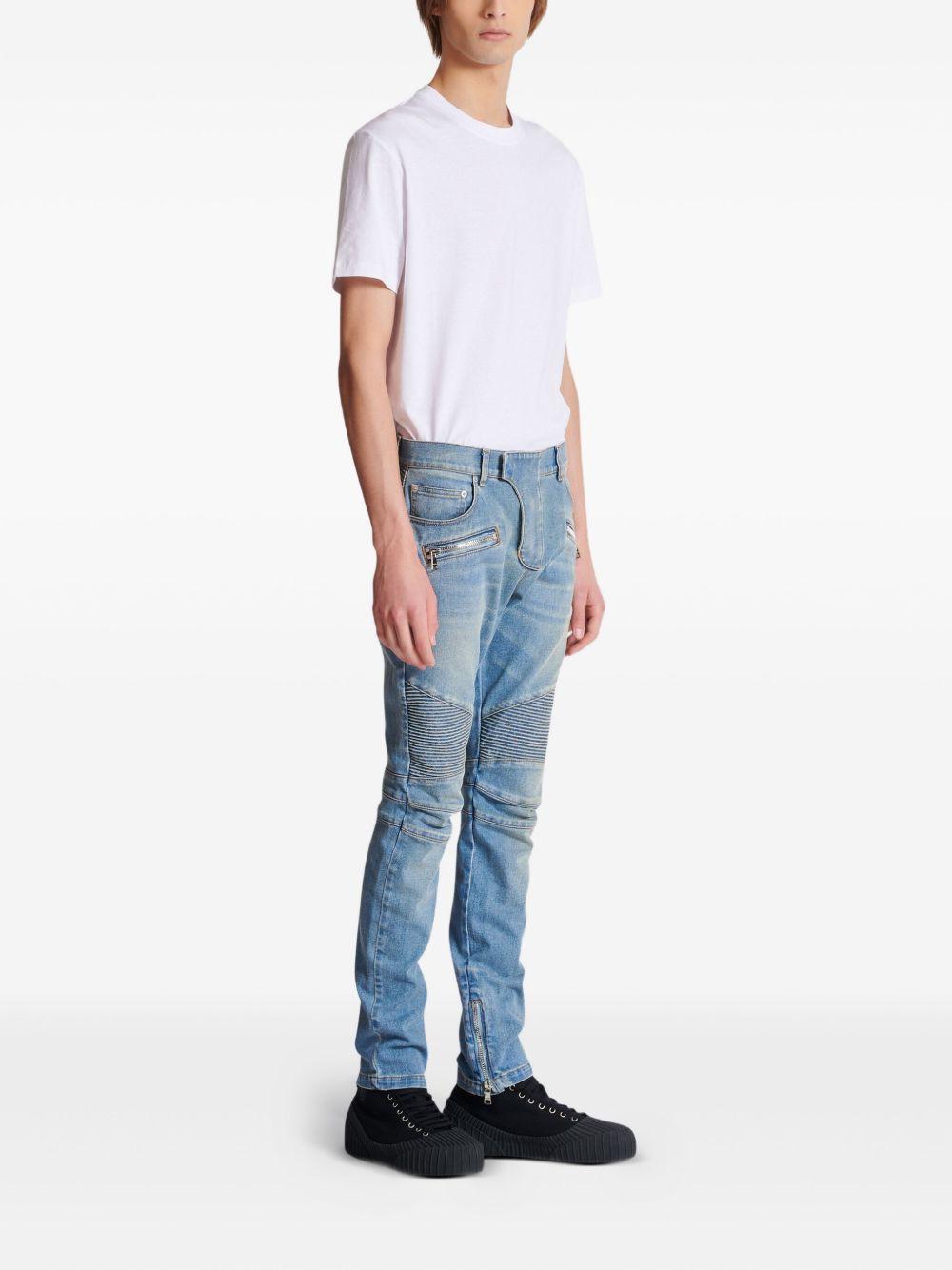 Slim-fit biker trousers FH1MG115DF81 6AW BALMAIN 