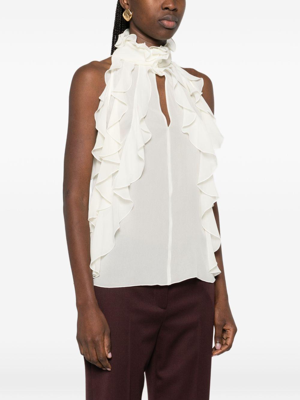 chalk silk georgette sleeveless top 846784 QBADS9311 ALEXANDER MCQUEEN 