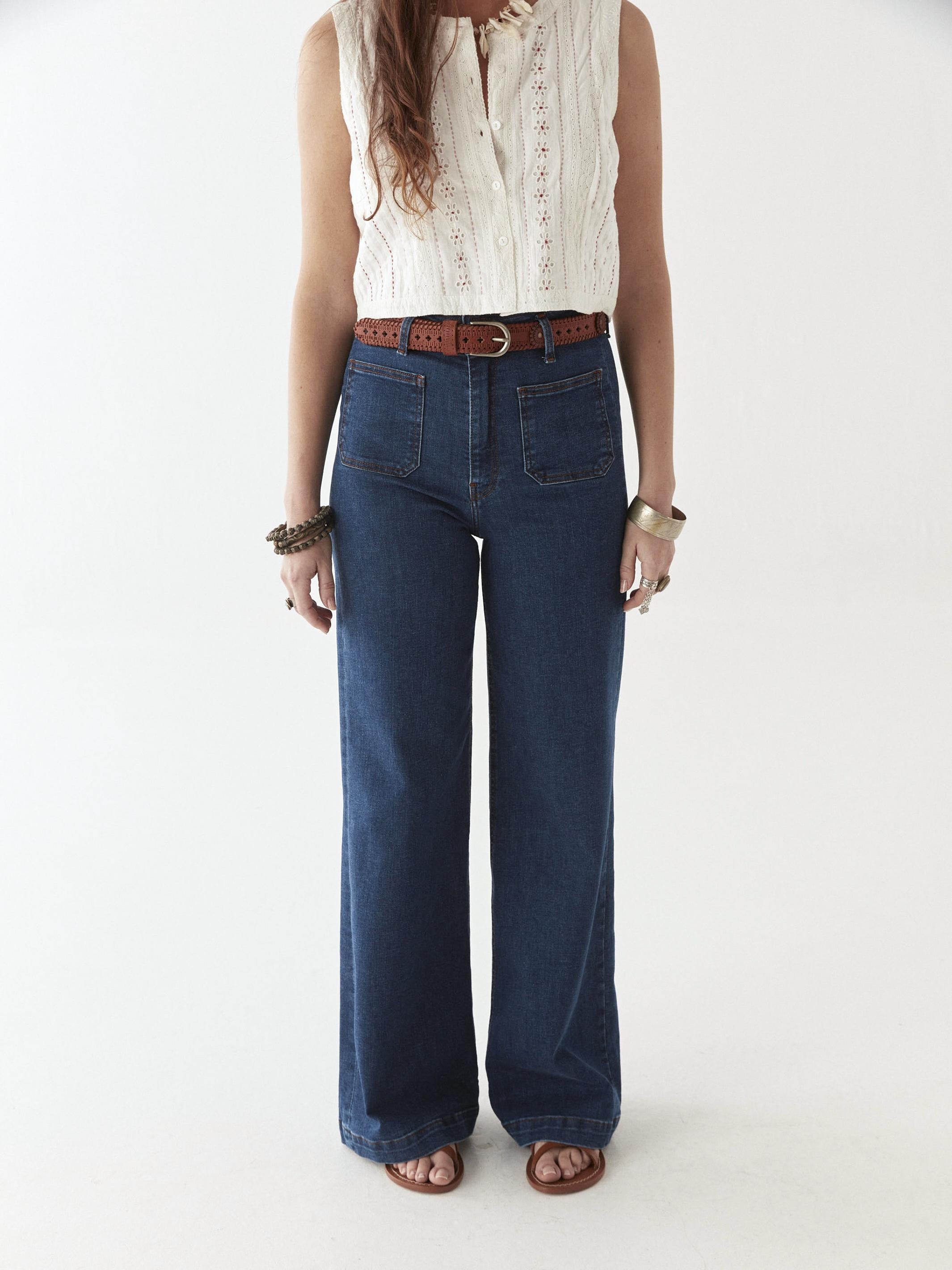 Edna Pant ecru EDNA DARK DENIM MAISON HOTEL 
