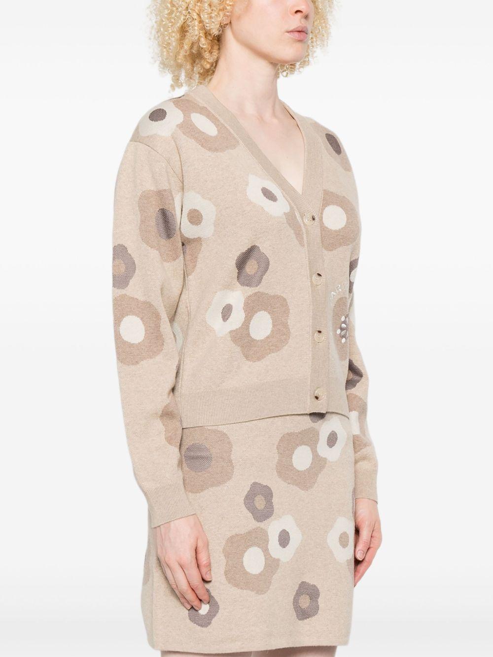 'Hana Dots' embroidered cardigan in mixed cotton wool FF62CA7023CR 11BEIGE KENZO 