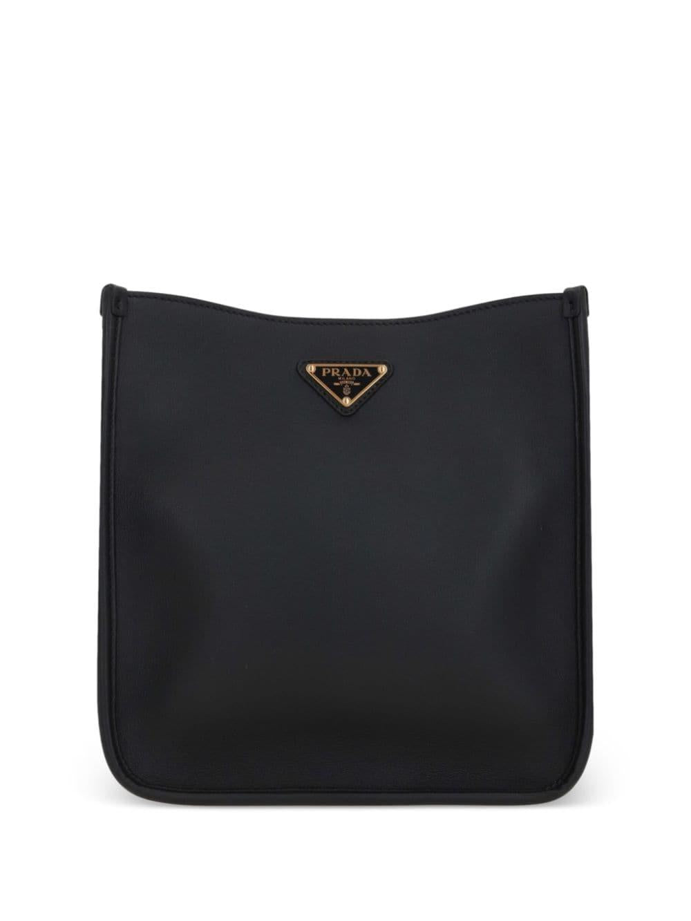 Triangle-logo leather cross body bag<BR/><BR/><BR/> 1BH219 2CYSF0ES7 PRADA 
