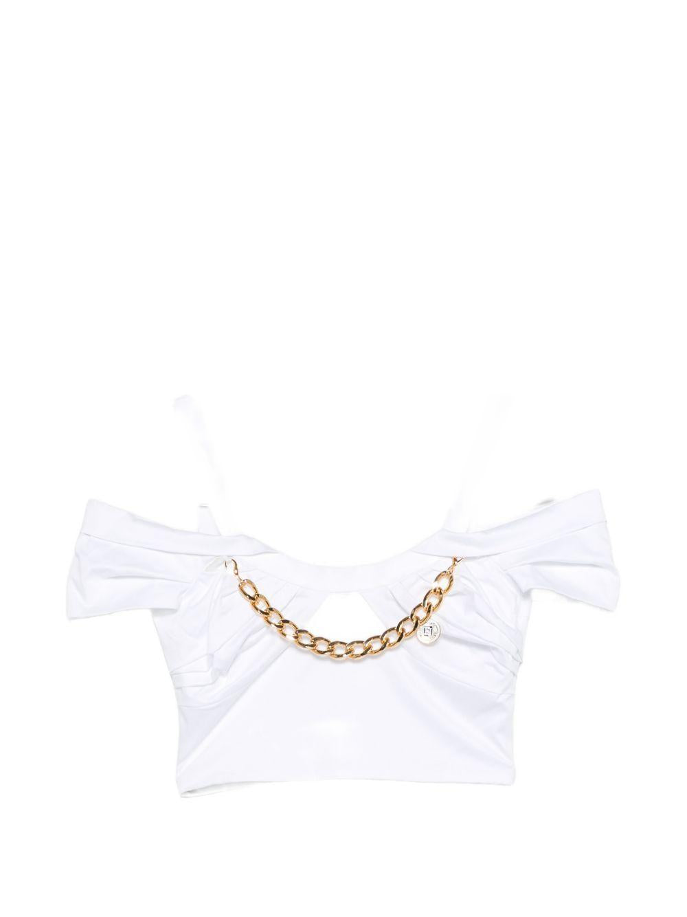 Stretch cotton top with necklace TO04861E2 100 ELISABETTA FRANCHI 
