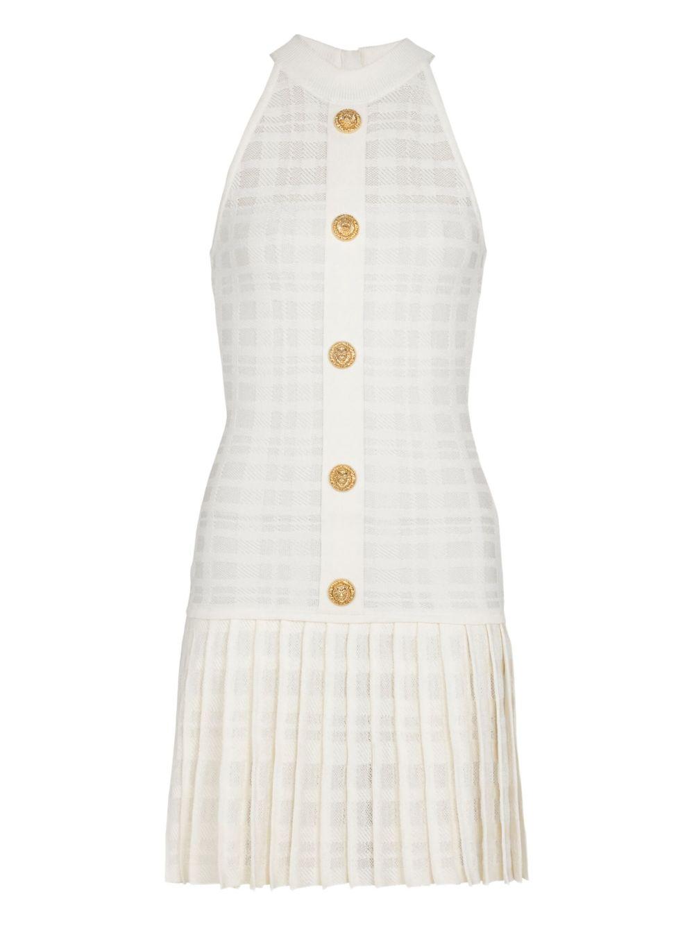 button-embellished pleated dress GF1R3375KJ36 0KA BALMAIN 