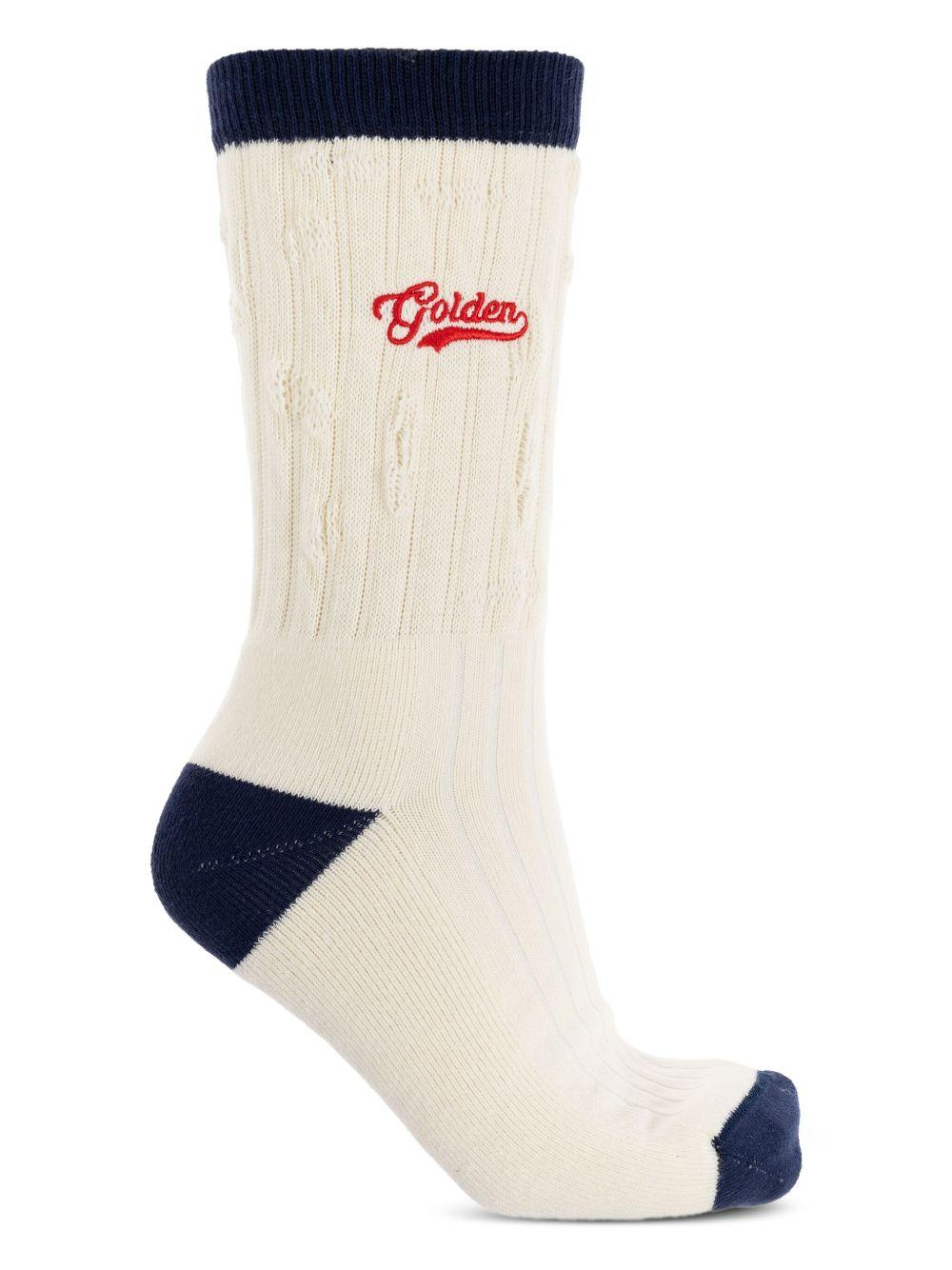 Ribbed socks with navy blue details GUP02372 P00220612305 GOLDEN GOOSE 