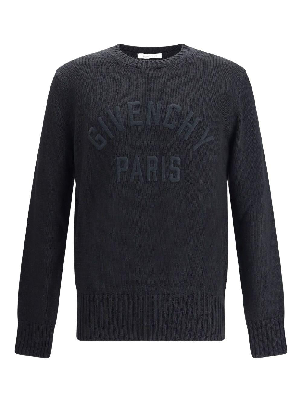 Sweater in cotton knit with GIVENCHY Paris embroidery BM90W04YNM 001 GIVENCHY 