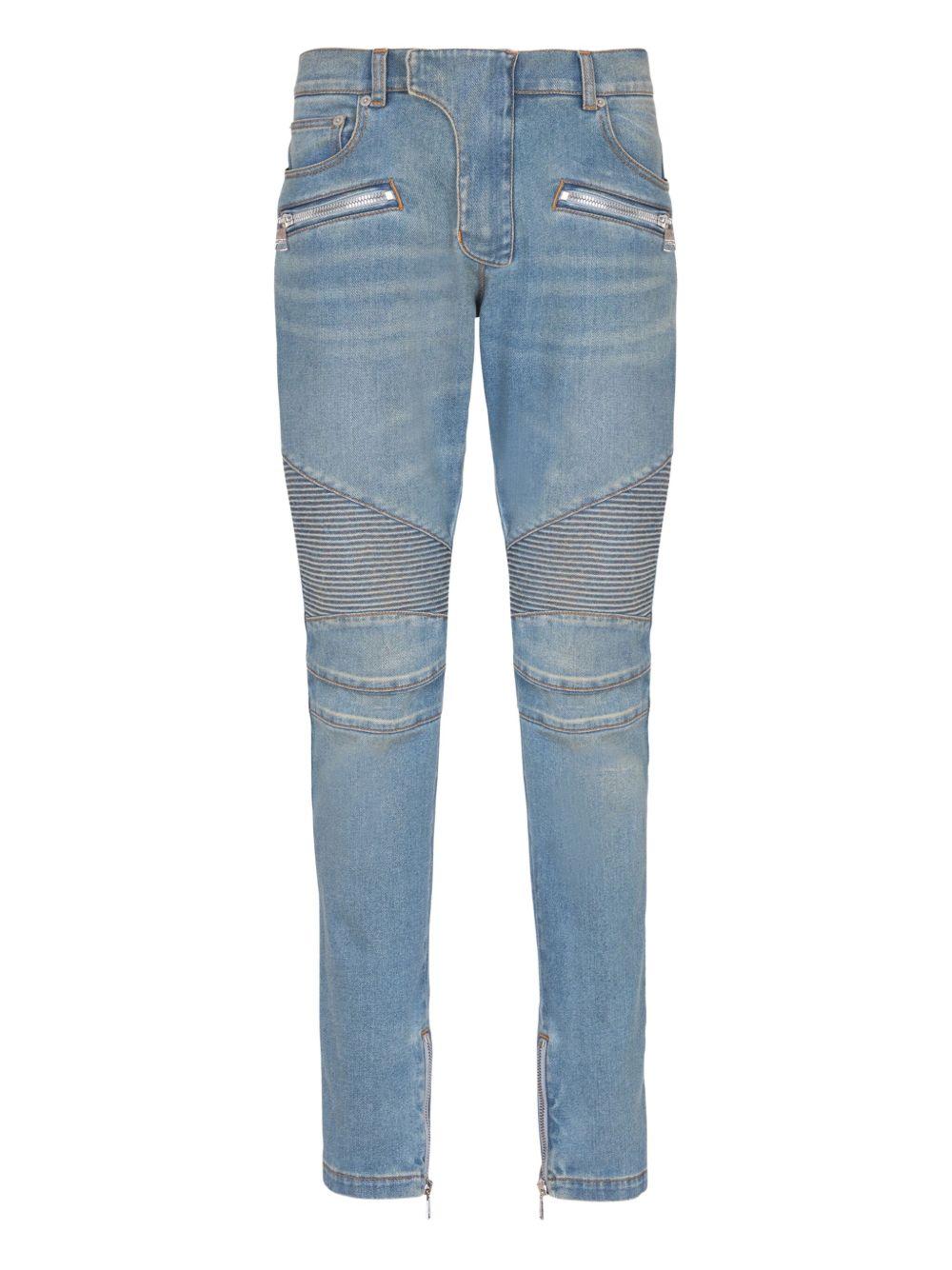 Slim-fit biker trousers FH1MG115DF81 6AW BALMAIN 