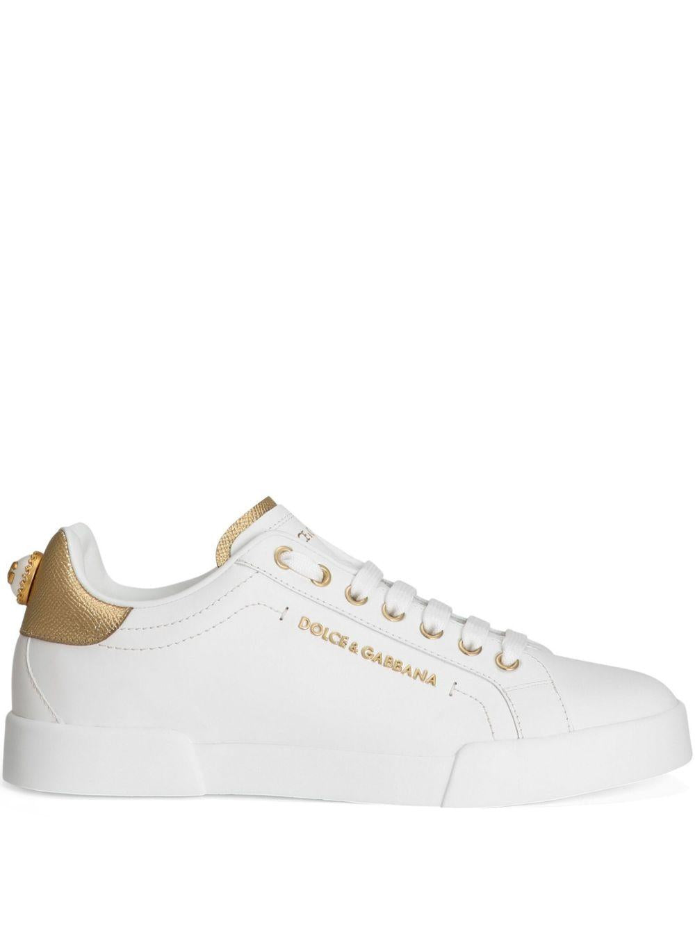 Calfskin nappa Portofino sneakers with lettering CK2329 AN2988B996 DOLCE & GABBANA 