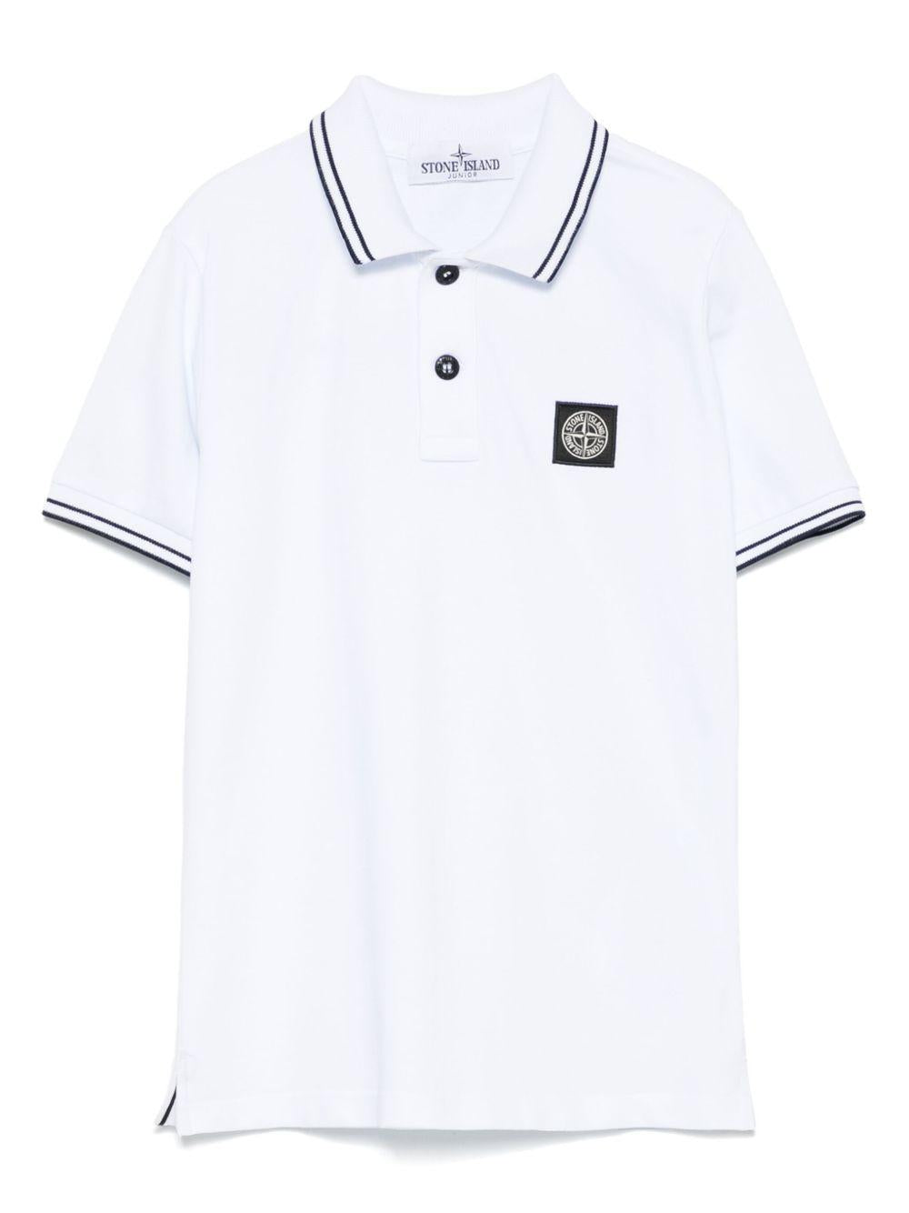 Compass-motif polo shirt<BR/><BR/><BR/> 22000 01V1001 STONE ISLAND KIDS 